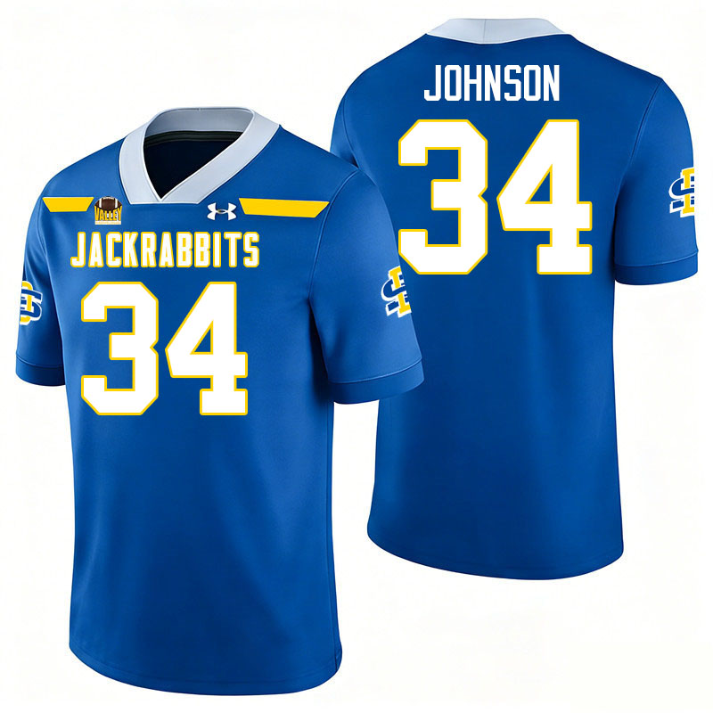 South Dakota State Jackrabbits #34 Josiah Johnson College Football Jerseys,Uniforms-Royal